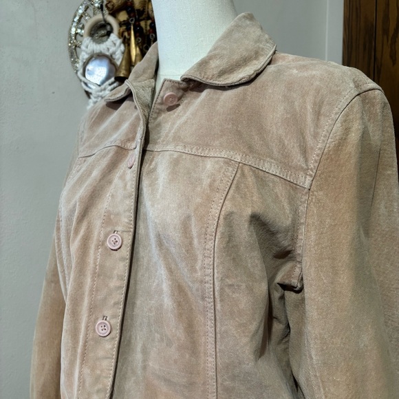 Vintage Tan Suede Leather Jacket Size Medium Faded Distressed Cherokee - Picture 3 of 9